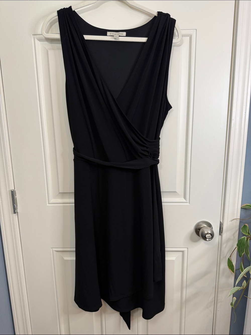 41 Hawthorn Black Faux-Wrap Sleeveless Midi Dress with Side Tie